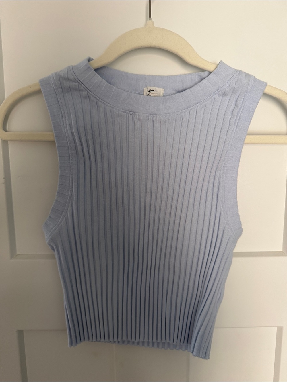 aerie Light Blue Ribbed Sleeveless Crop Top